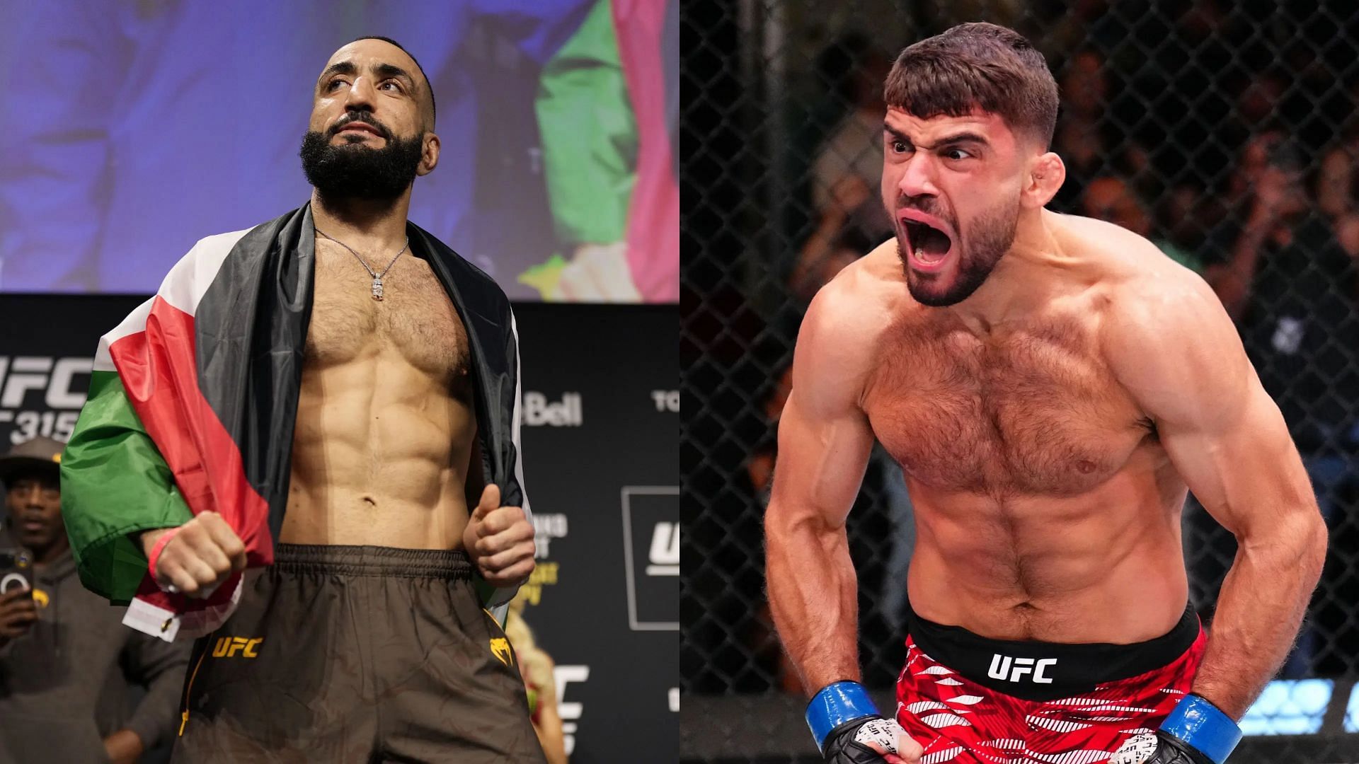 Belal Muhammad (left) lauds Ramiz Brahimaj (right). [Images courtesy: Getty Images]