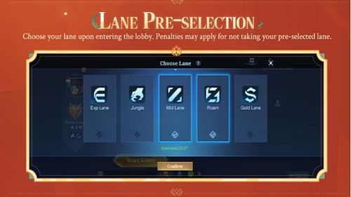 You have to select Lanes before entering a match (Image via Moonton Games)