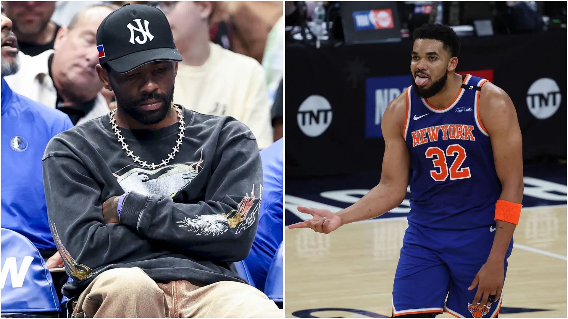 Kyrie Irving goes on no-holds-barred rant while defending Karl-Anthony Towns from trolls. (Photos: IMAGN)