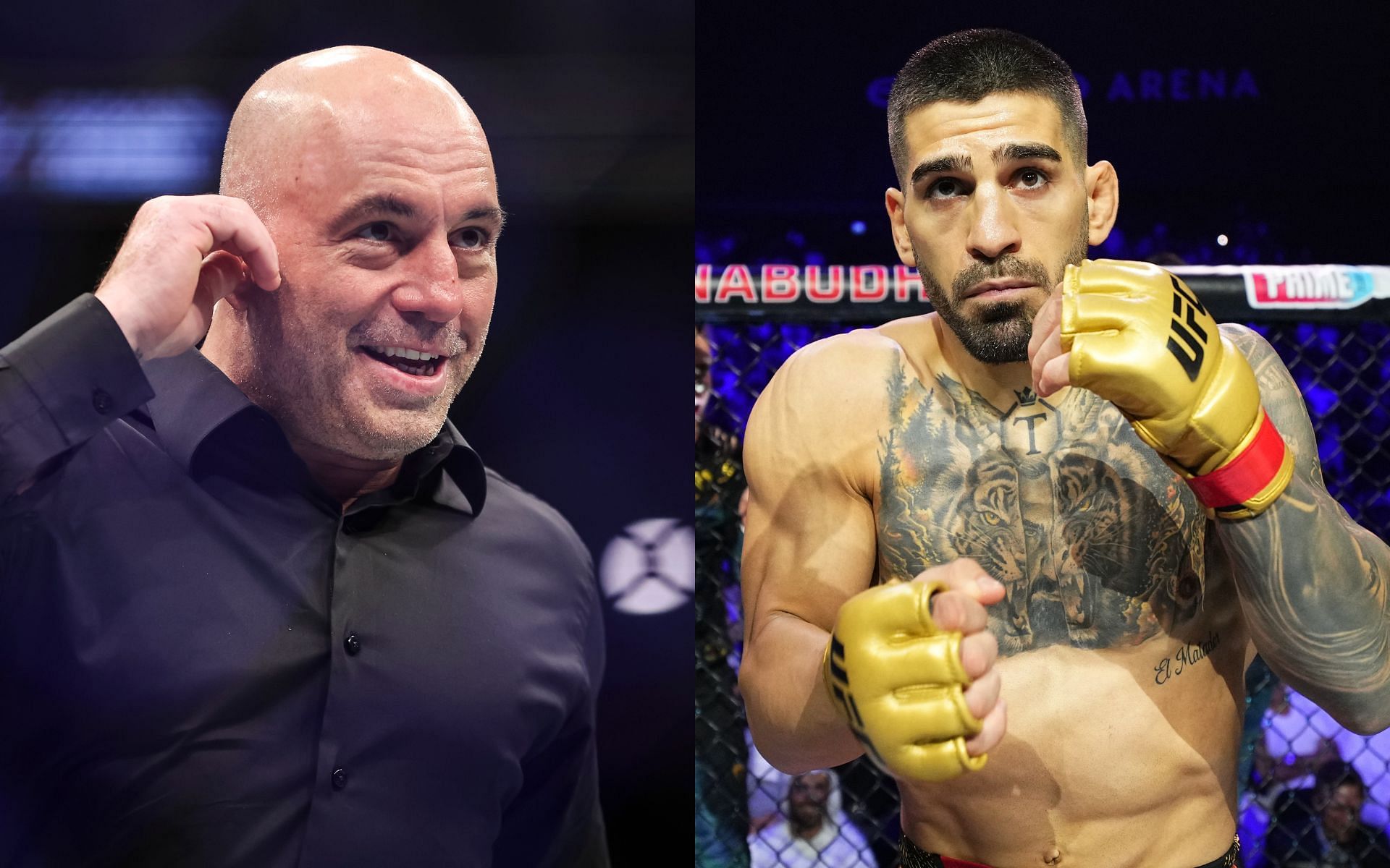 Joe Rogan (left) heaps praises on Ilia Topuria (right). [Images courtesy: Getty]