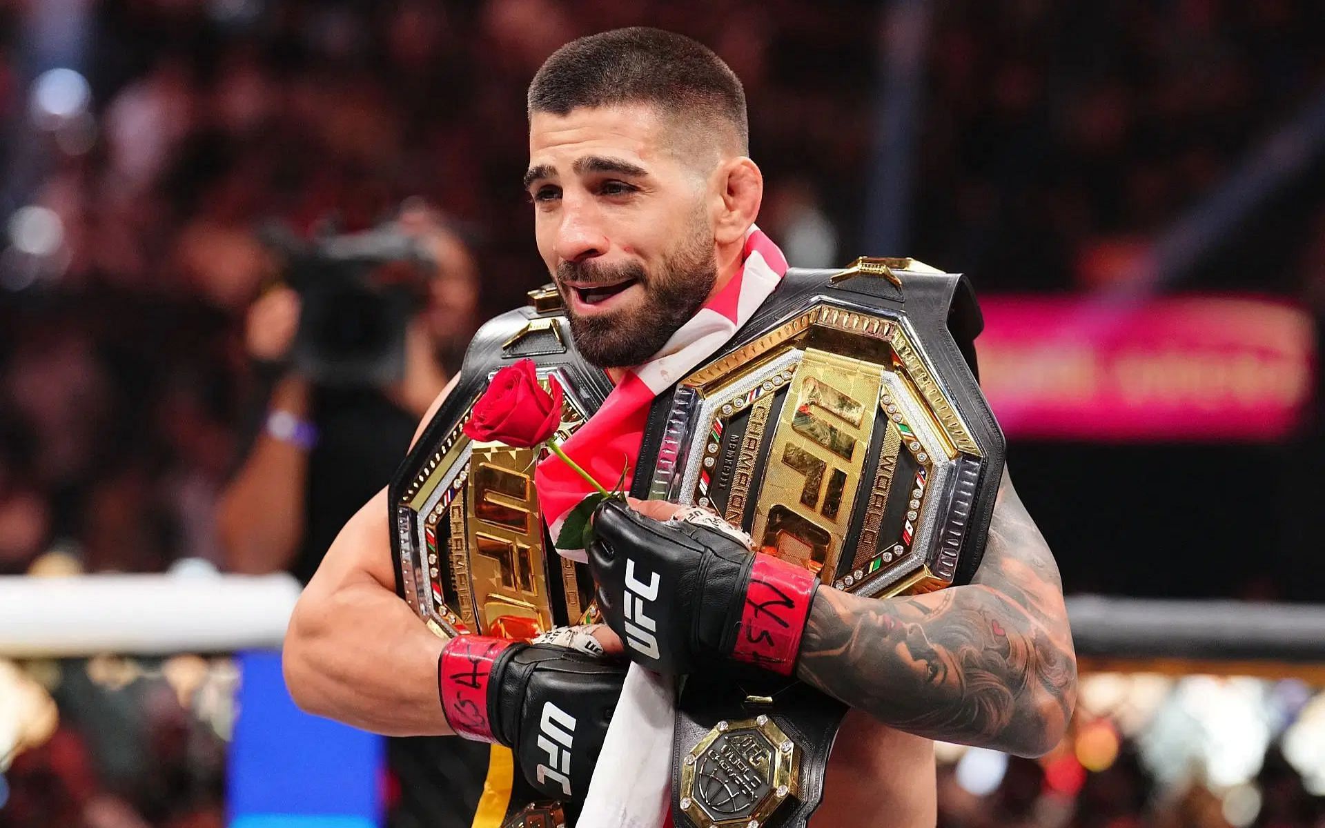 Ilia Topuria (pictured) makes history at UFC 317 with KO win over Charles Oliveira [Image courtesy: Getty Images]