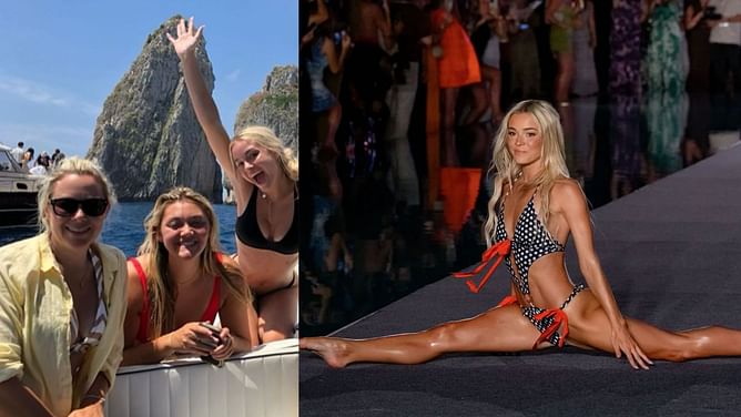 Olivia Dunne’s mother and sister react to gymnast's preparations for special move during her debut swimsuit ramp show