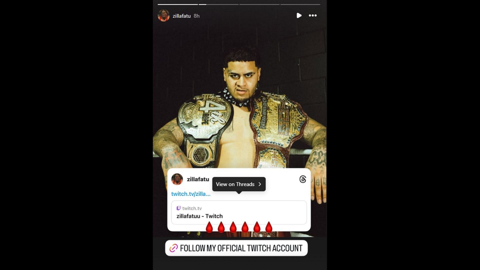 Zilla&#039;s Instagram story (Image via Zilla&#039;s Instagram)