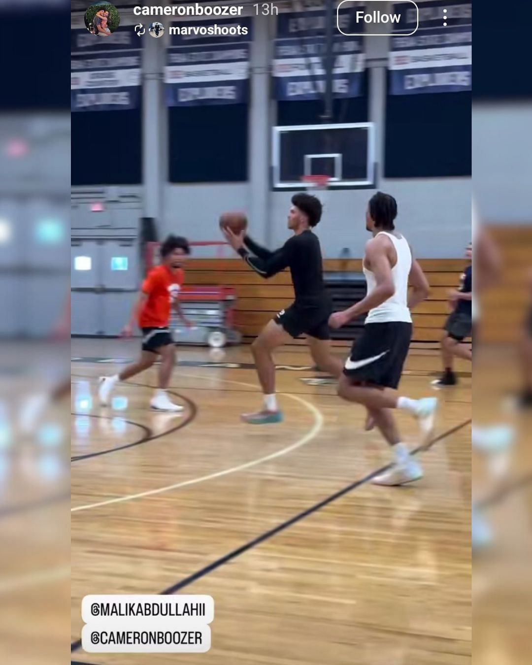 Cameron Boozer trains with Princeton&#039;s Malik Abdullahi. (Image via Instagram @cameronboozer)