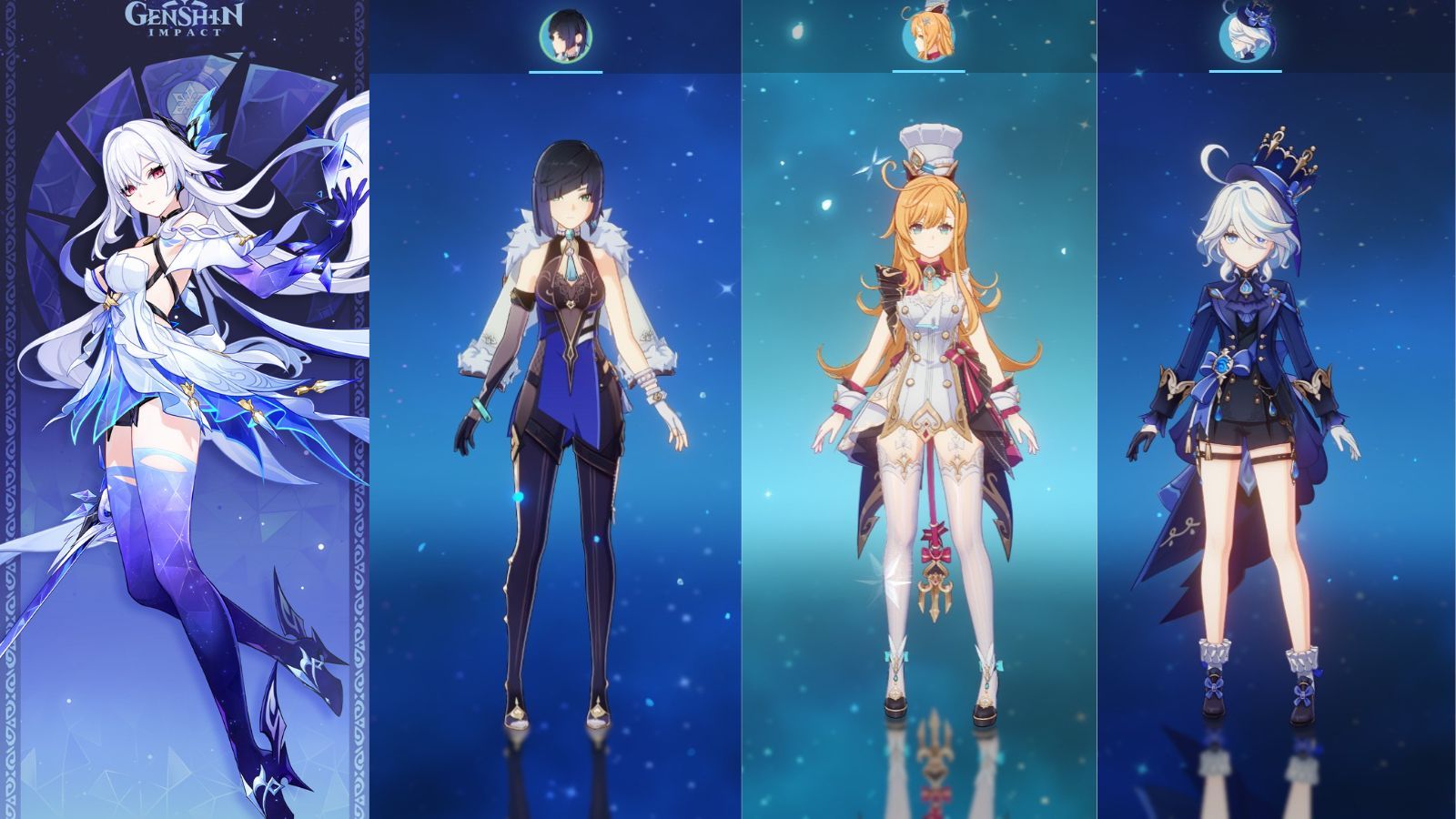 Skirk, Yelan, Escoffier, and Furina (Image via HoYoverse)