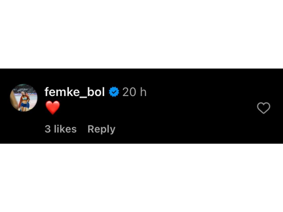 Bol&rsquo;s comment on Instagram/@femke_bol