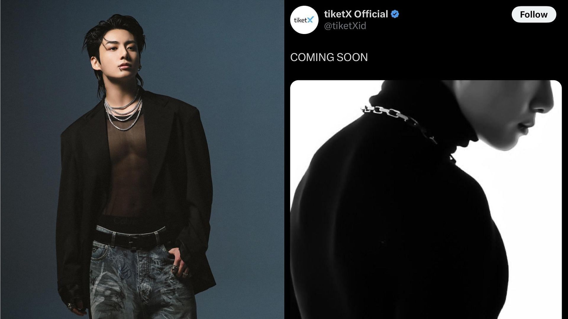 Indonesian site teases something about Jungkook (Images via Weverse and Twitter/tiketXid)