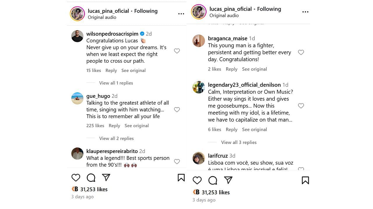 More fan reactions to the Pina-Jordan meeting. [photo: @lucas_pina_oficial/IG]