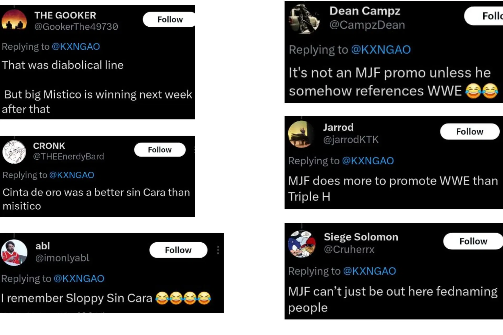 Fans react to MJF&#039;s scathing comment. [Images via AO&#039;s X]