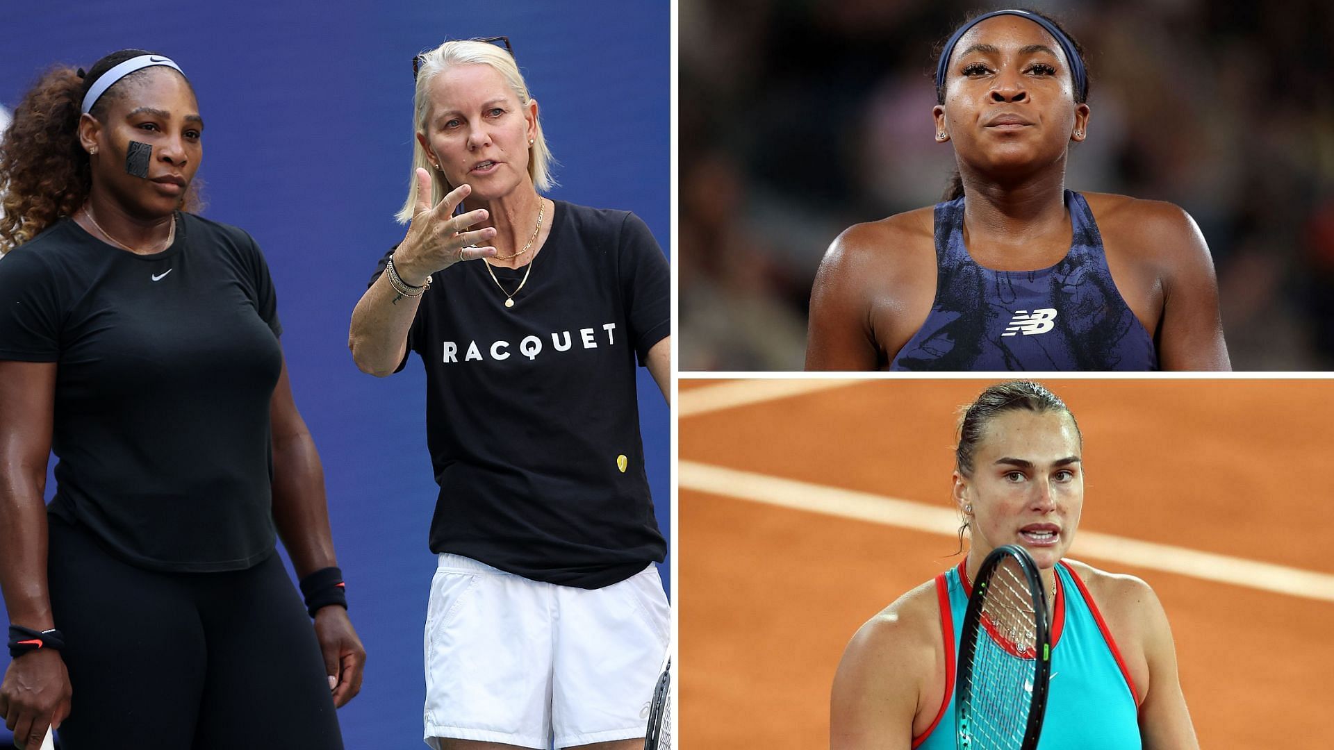 Serena Williams ex-coach Renae Stubbs, Aryna Sabalenka and Coco Gauff - Image Source: Getty 