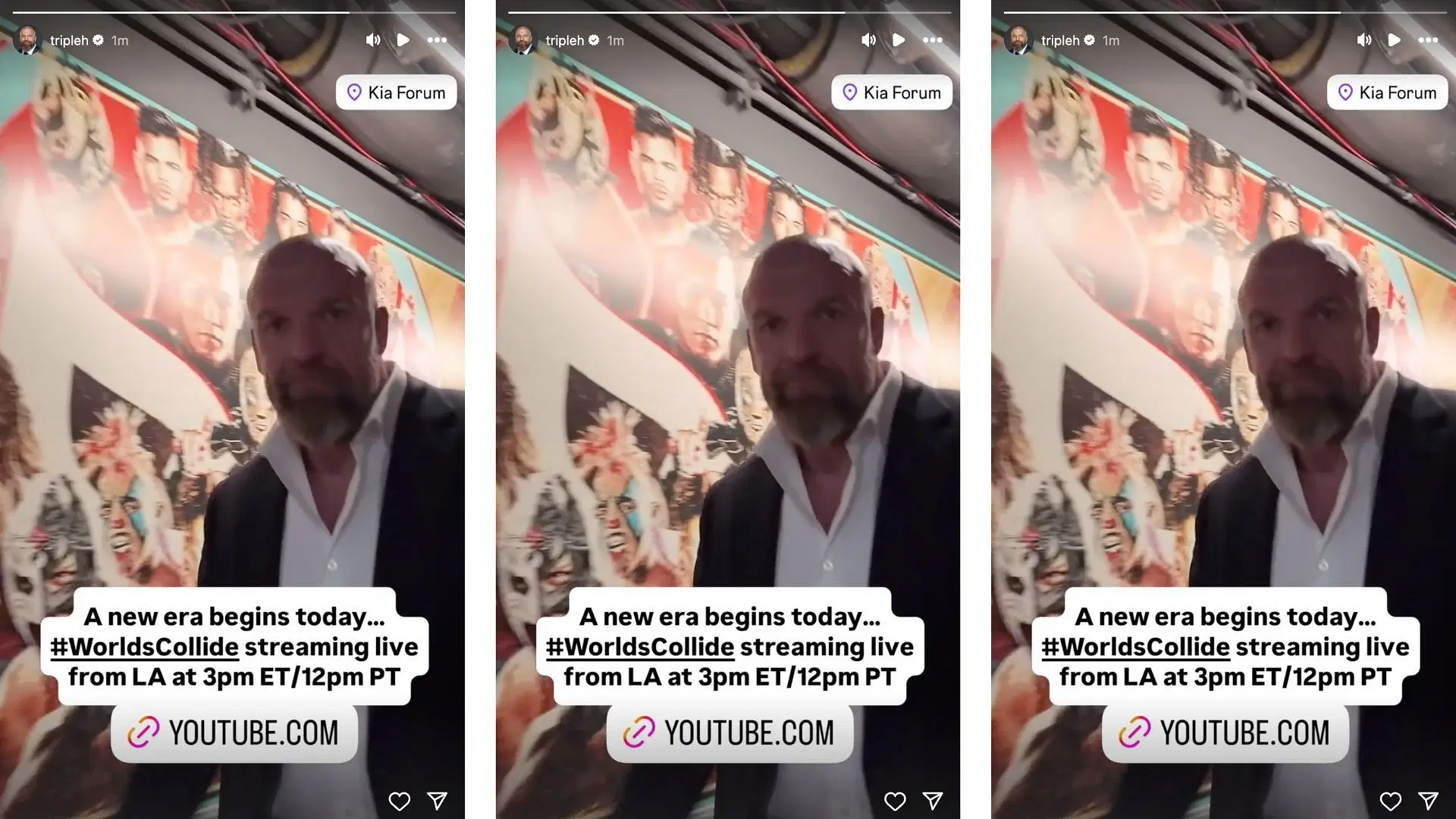 The veteran sent a message ahead of Worlds Collide today. (Image Credit: Triple H on Instagram)