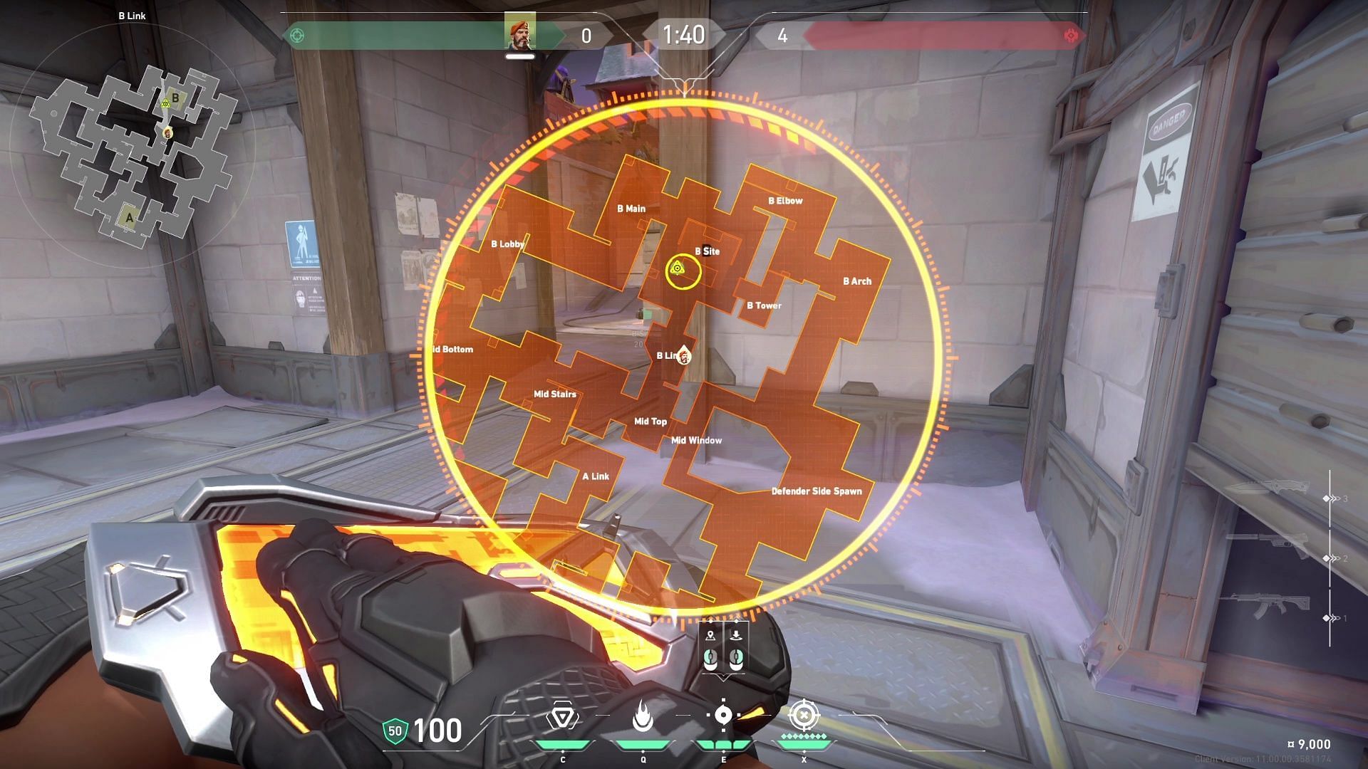 Post-plant one-way smoke on Corrode B site to play from B Link (Image via Riot Games)