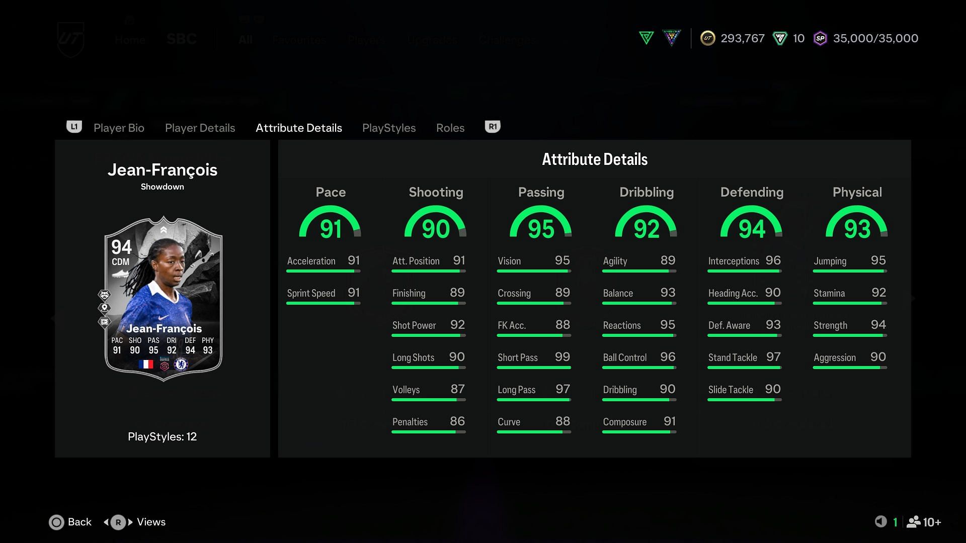 Jean Francois stats (Image via EA Sports)
