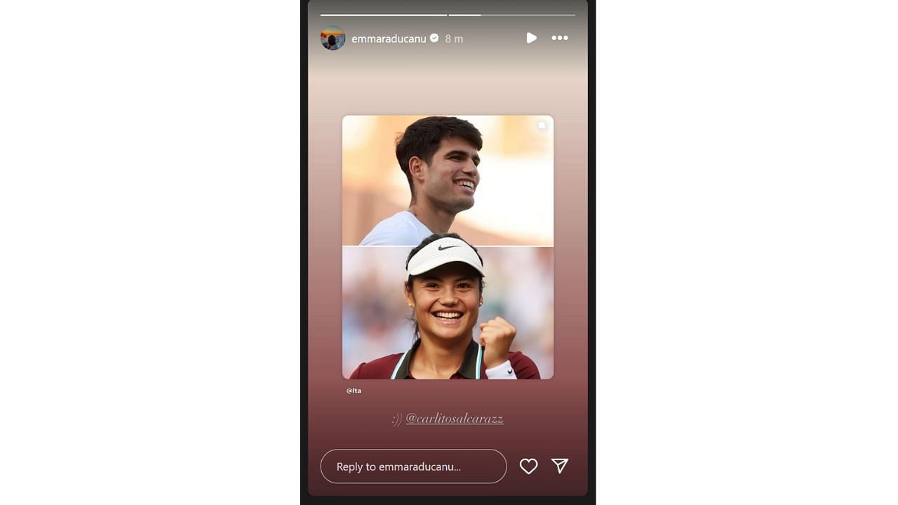 Raducanu's Instagram story