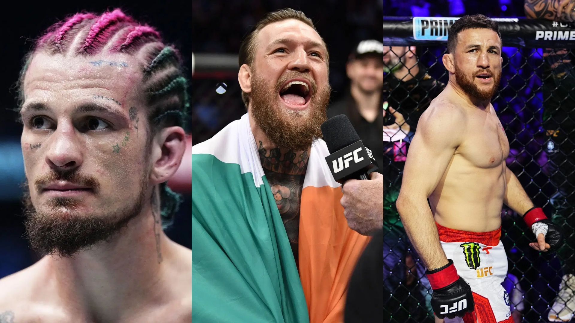 Conor McGregor reacts as Sean O'Malley watches his rematch with Nate Diaz ahead of UFC 316 fight against Merab Dvalishvili