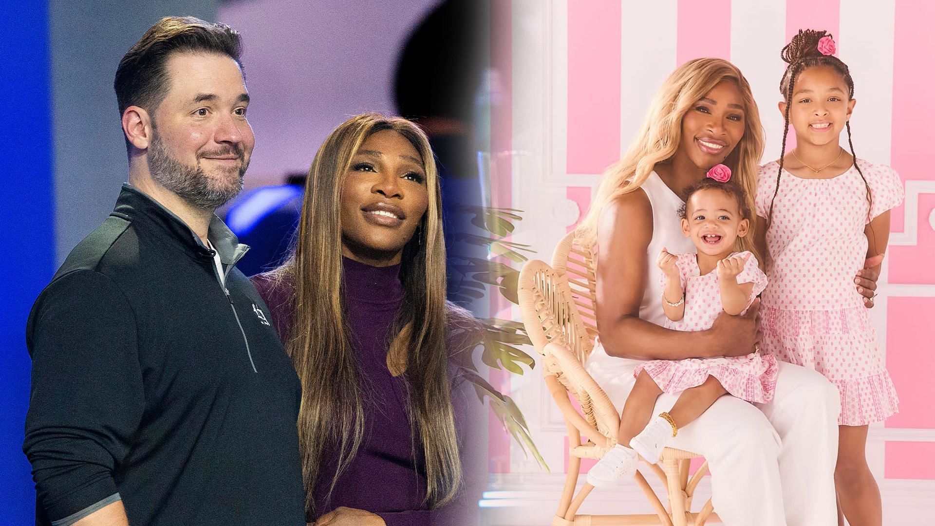 Serena Williams, Alexis Ohanian and their daughters Olympia and Adira | Getty (L) Instagram (R)