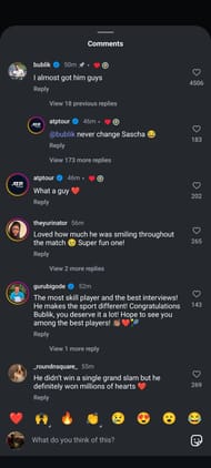 Alexander Bublik shares a comment after losing to Jannik Sinner - Image Source: Instagram/@rolandgarros