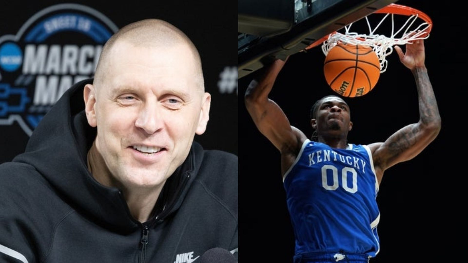 Kentucky coach Mark Pope (left) and Otega Oweh (right) (Image Source: IMAGN)