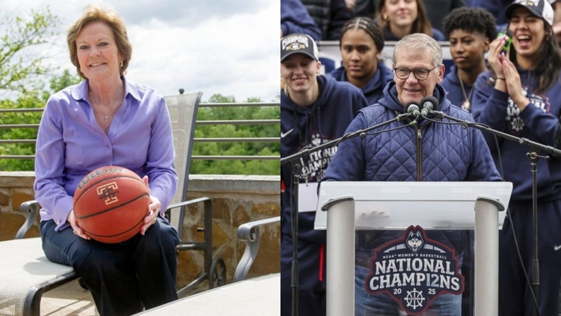 Former coach Pat Summitt and UConn coach Geno Auriemma