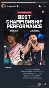 Screenshot of Biles' Instagram story.