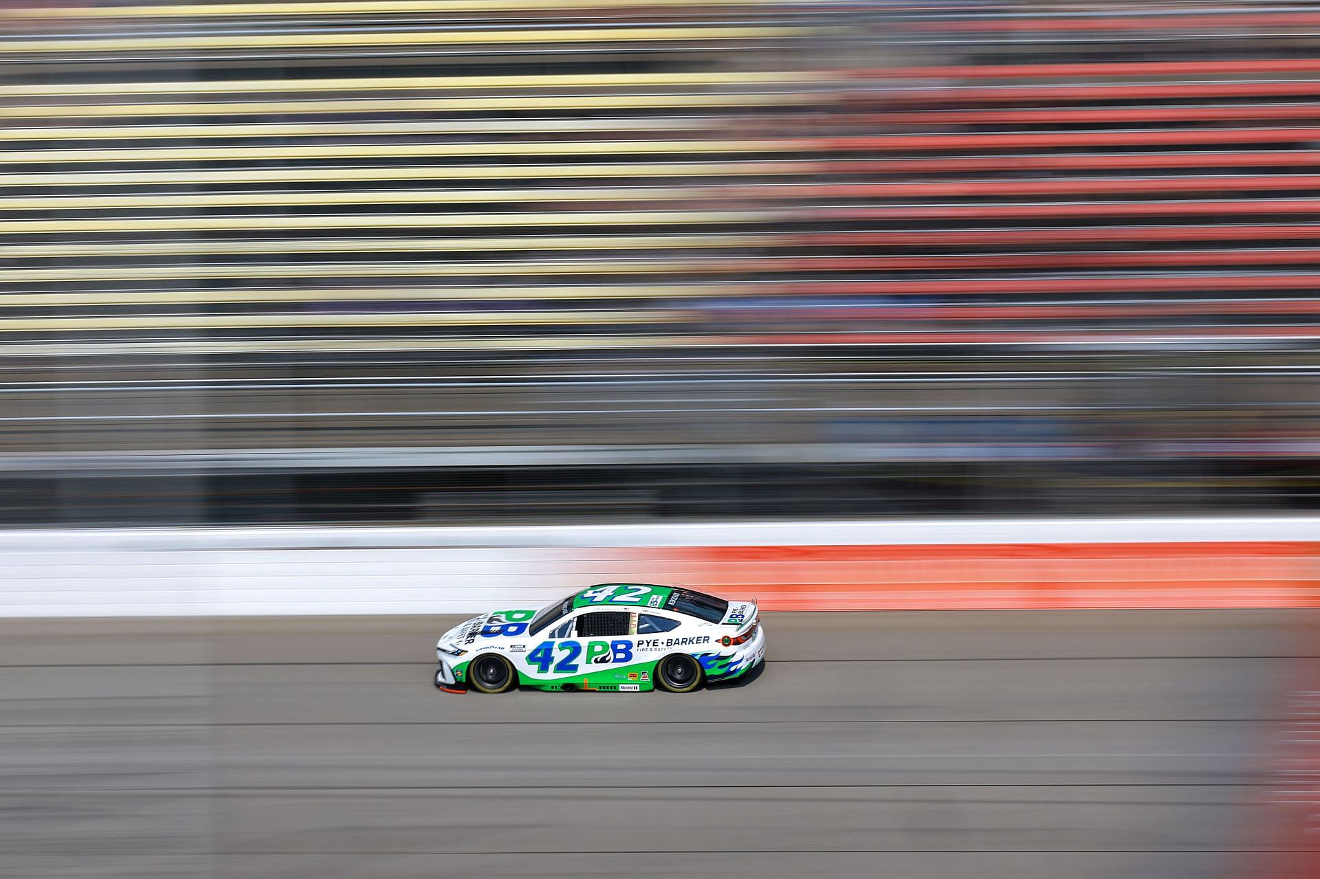 John Hunter Nemechek (#42) during the NASCAR Cup Series FireKeepers Casino 400 practice. Source: Getty