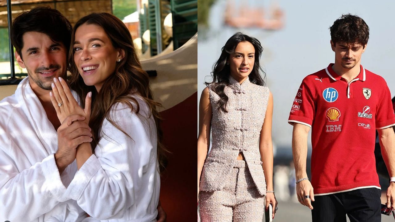 Lorenzo Leclerc with his wife and Charles Leclerc with girlfriend Alexandra [Image Source: @charlotte2304/Instagram, Getty]