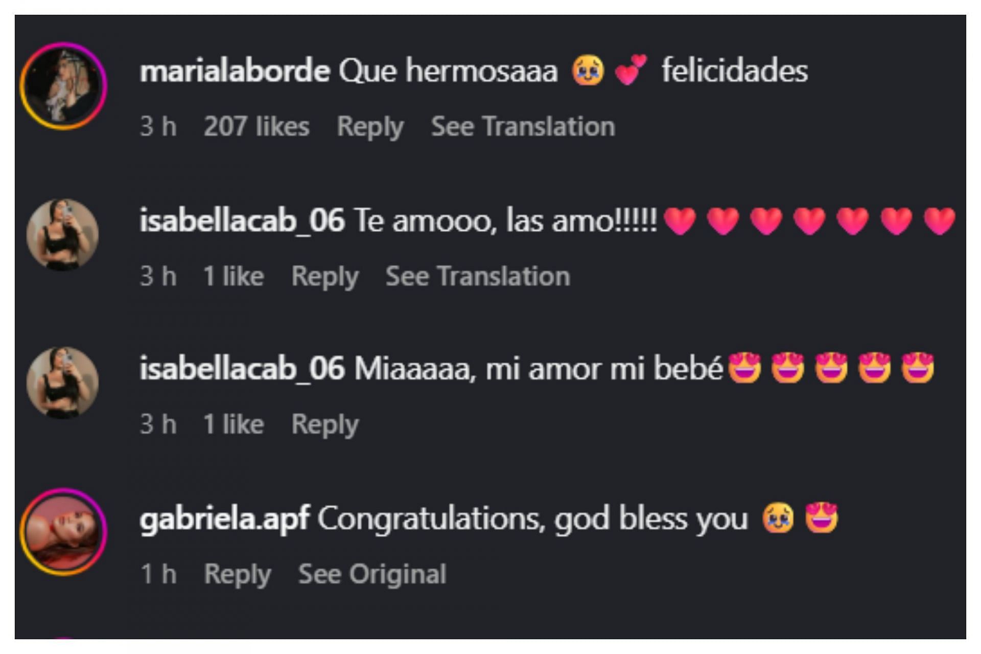 Screenshot of comments [Source: Instagram/nahomilra1]