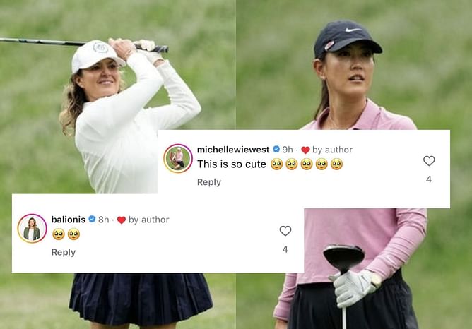 Amanda Balionis and Michelle Wie West react to their adorable golf moment at the Memorial Pro-Am