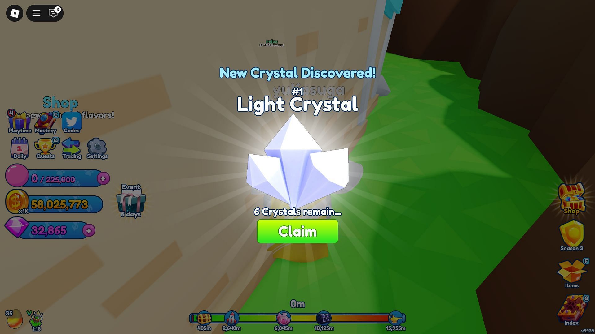 Light crystal collection (image via Roblox)