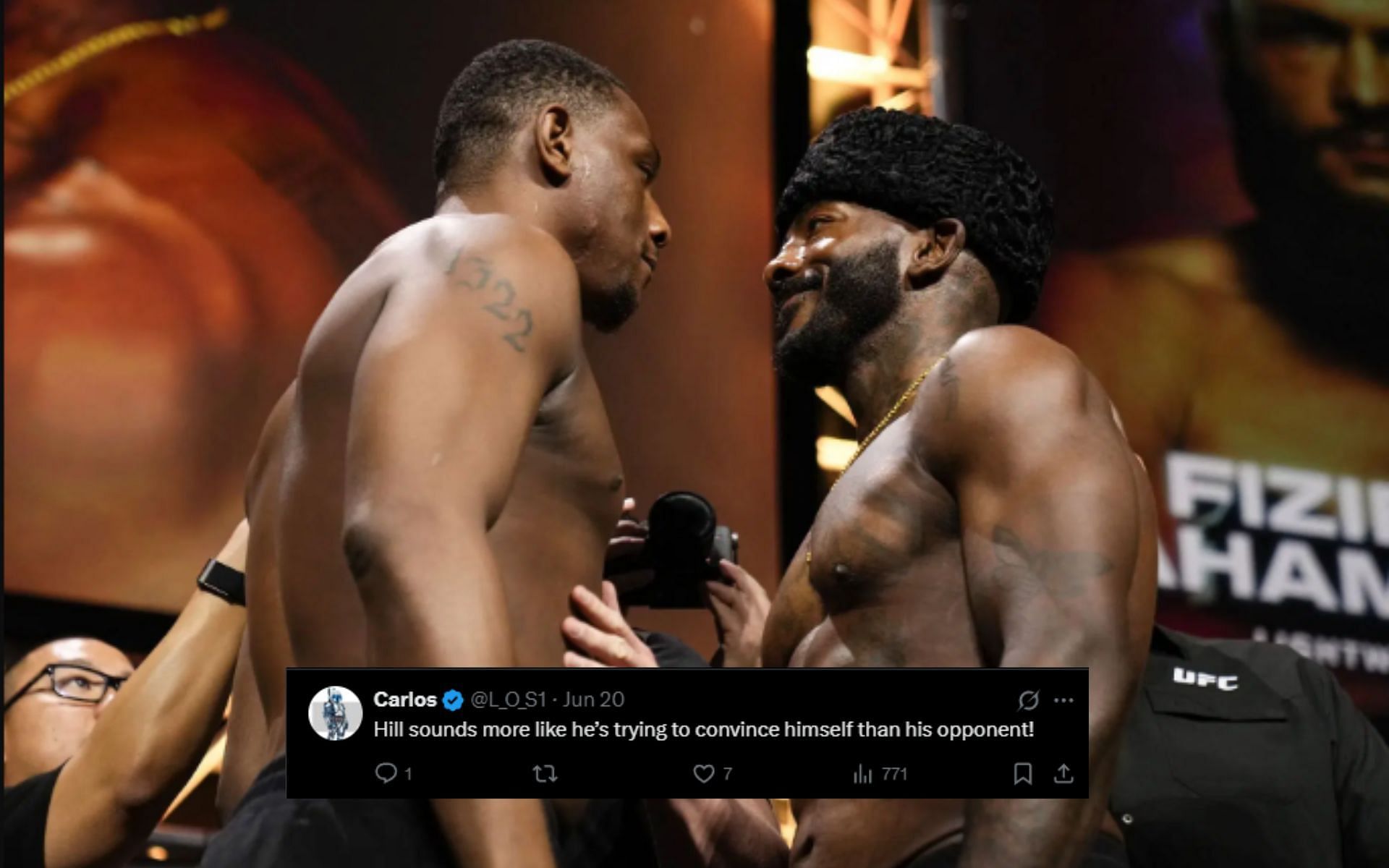 Fans react to intense face-off between Jamahal Hill and Khalil Rountree ahead of UFC Baku, calling Rountree