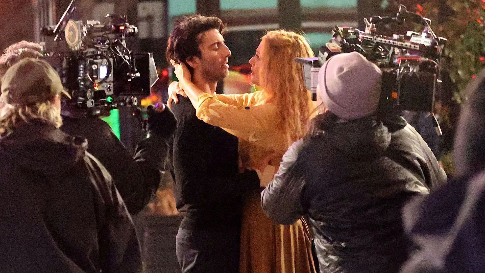 Justin Baldoni and Blake Lively are seen on the set of &quot;It Ends with Us&quot; on January 12, 2024 (Image via Getty)