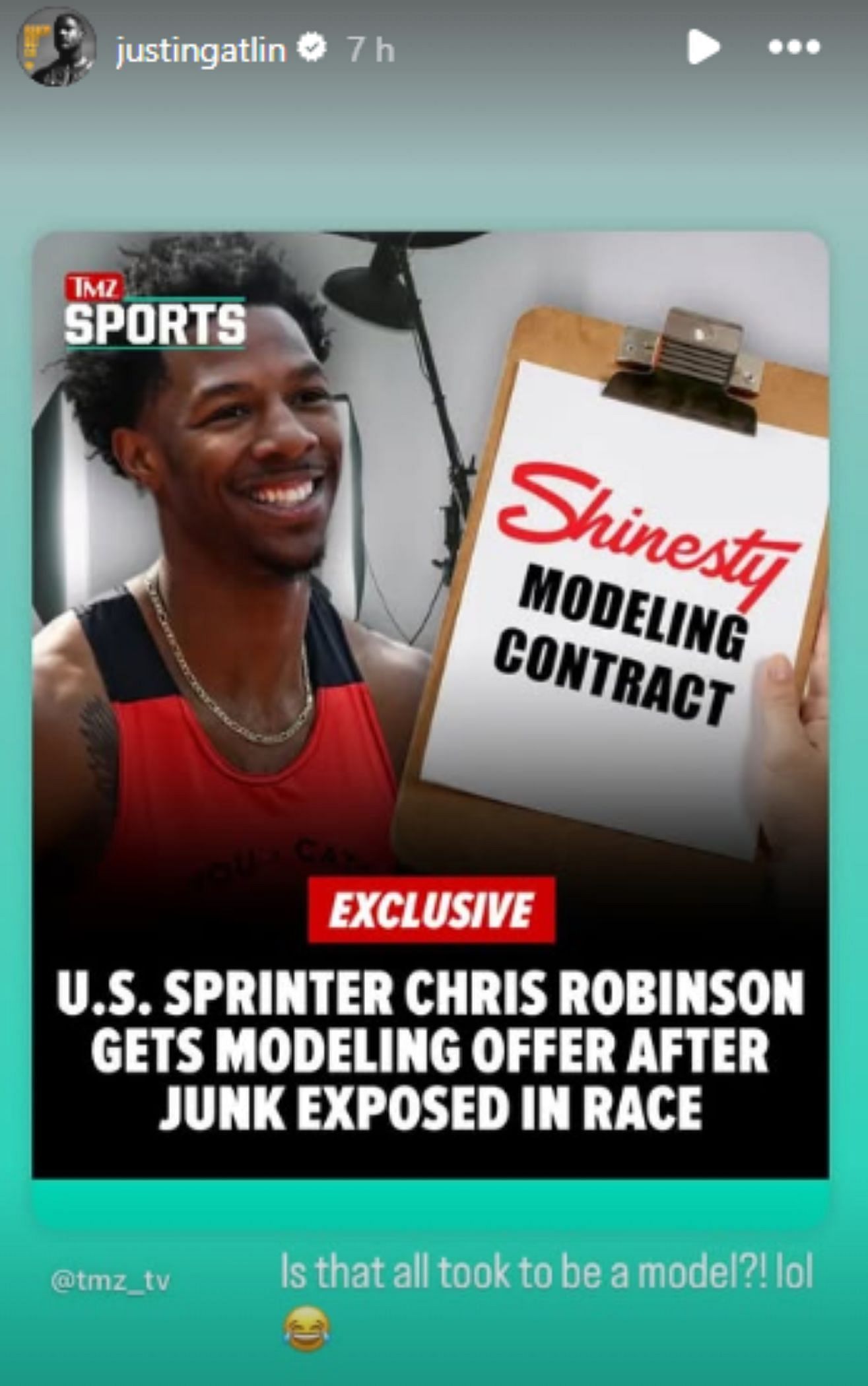 Screengrab of Justin Gatlin&#039;s Instagram story on Chris Robinson [Image Source : Justin Gatlin&#039;s Instagram]