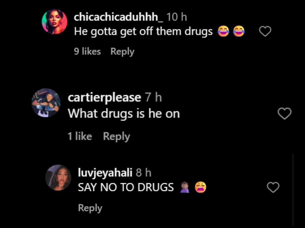 Netizens discuss the rapper wiping his finger on a woman's head after picking his nose. (Image via Instagram/@hollywoodunlocked)