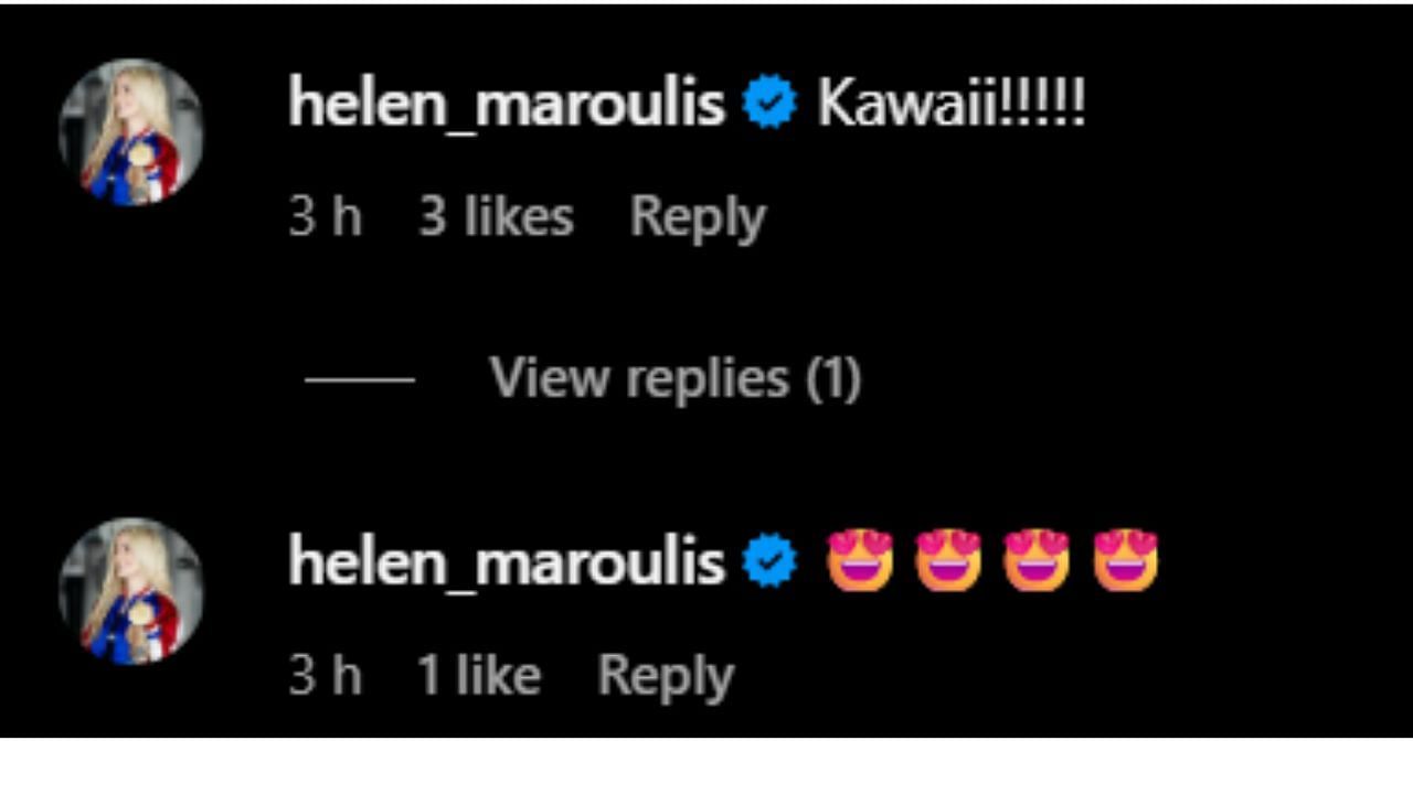 Helen Maroulis&#039; comments under Seiko Darvish&#039;s post.