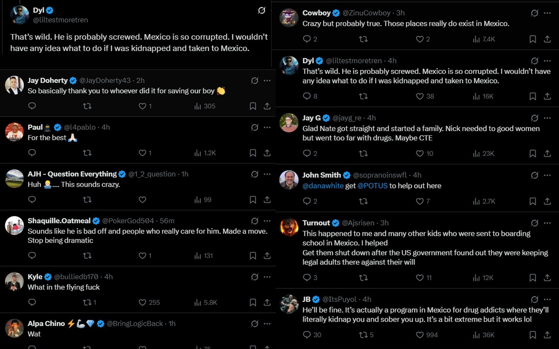 Fans react to Nick Diaz&#039;s girlfriend revealing concerning rehab details. [Screenshots courtesy: @DovySimuMMA on X]