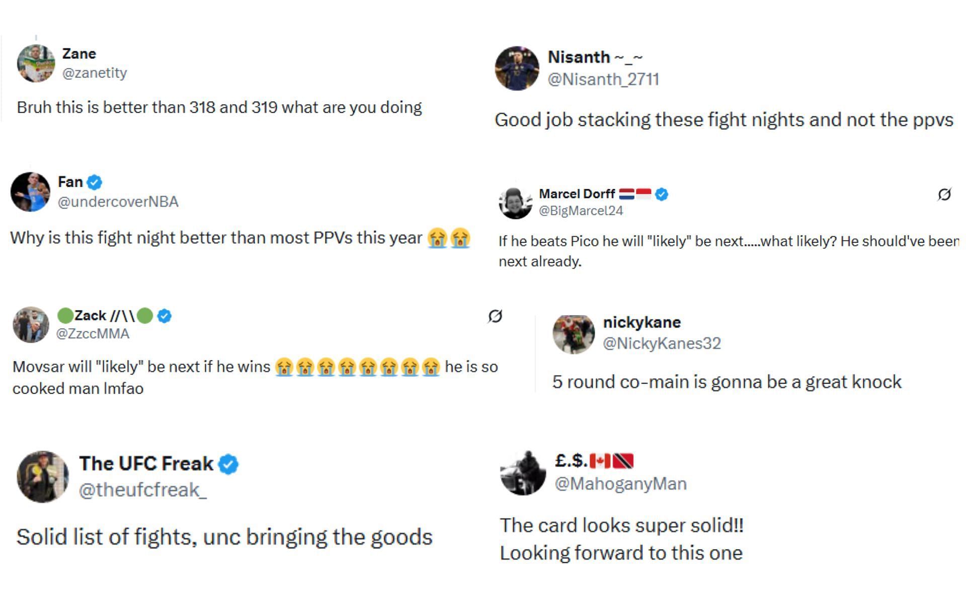 Fan reaction comments regarding Dana White&#039;s UFC Abu Dhabi bout announcements [Image courtesy: @danawhite on X]