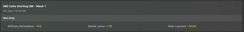 Indianapolis Colts starting QB odds - Bet365