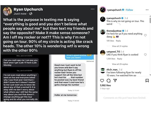 Upchurch's IG post (Image via Instagram/ @ryanupchurch)