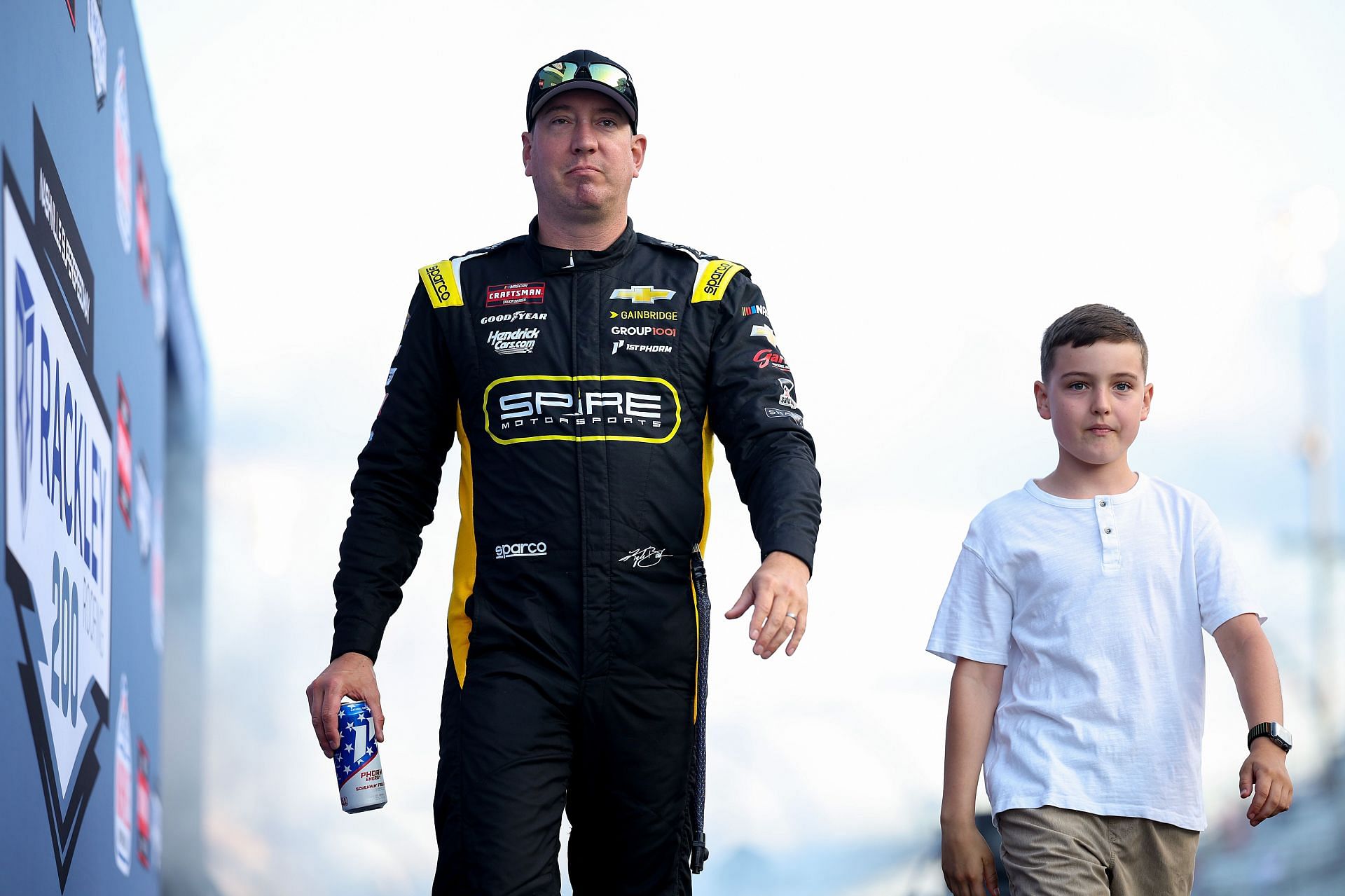Kyle Busch and his son, Brexton Busch before the NASCAR Craftsman Truck Series at Nashville- Source: Getty