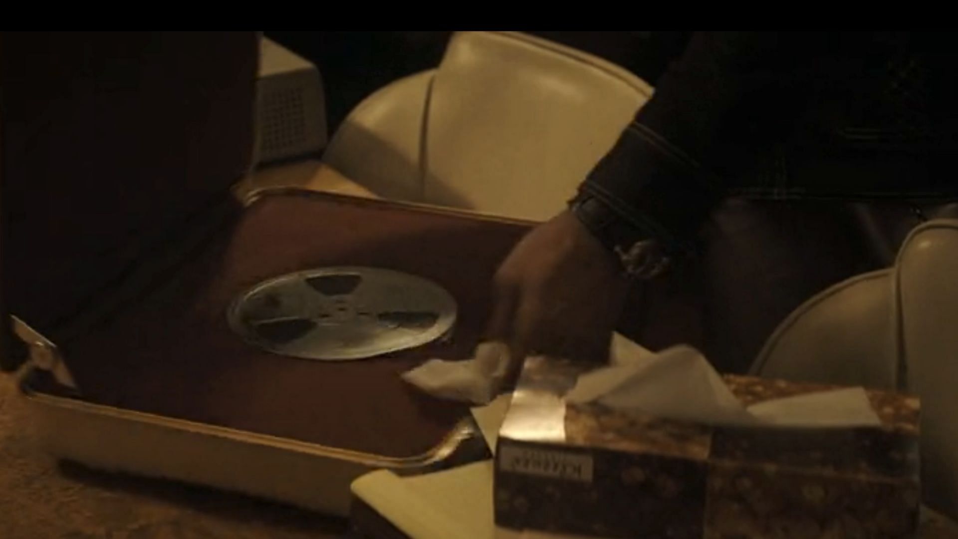 Saxton&#039;s briefcase with Nixon&#039;s tape (Image via Max)