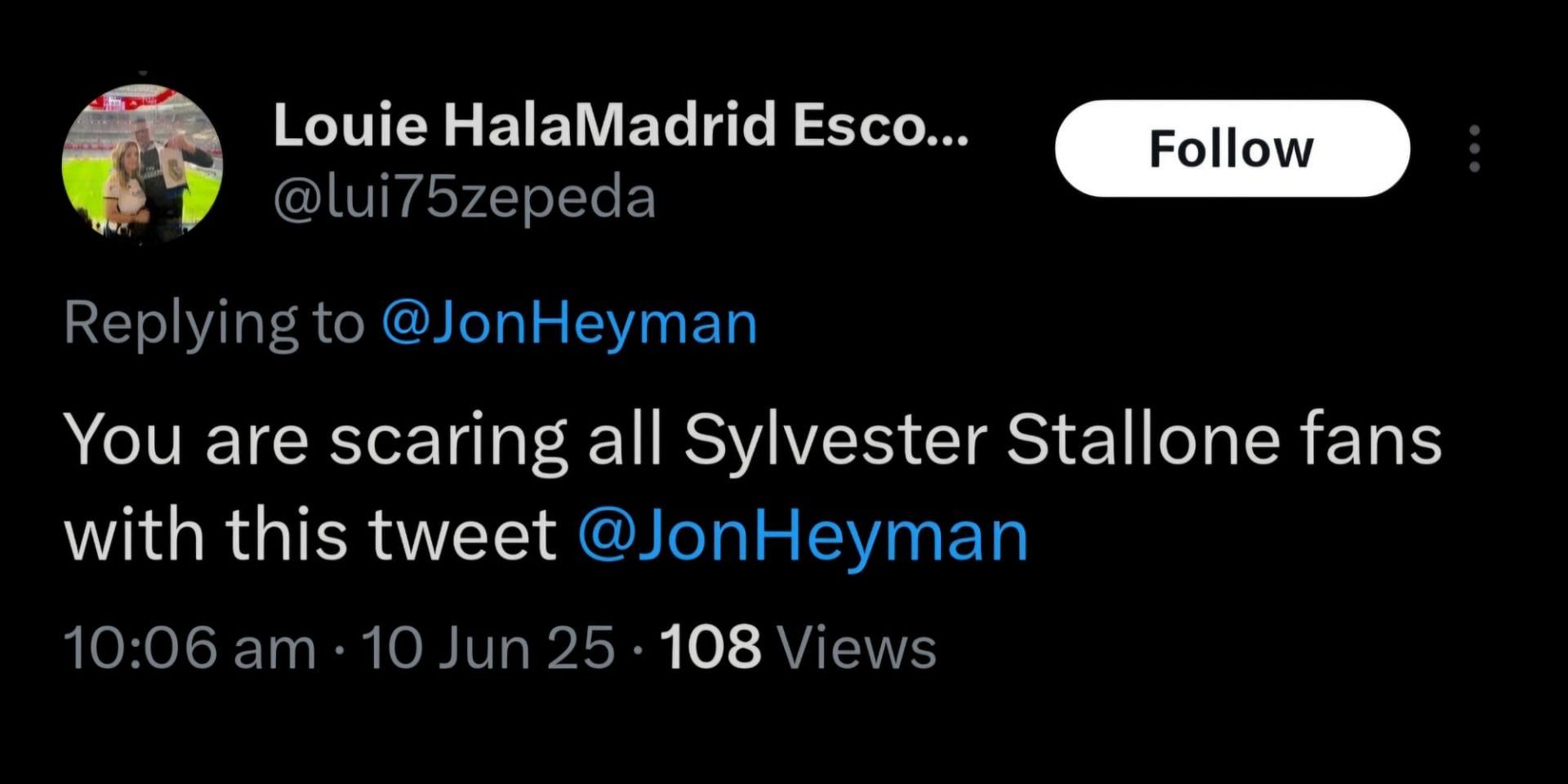 Sly Stone's death announcement took in Stallone's fans. (Image via X/@lui75zepeda)