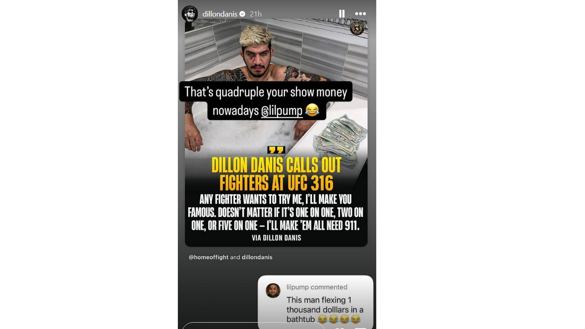 Danis and Lil Pump&#039;s comments. [Screenshot courtesy: @dillondanis on Instagram]