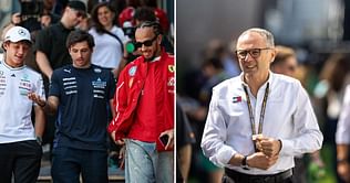 F1 stars including Lewis Hamilton, Max Verstappen, and others attend Stefano Domenicali's hosted team dinner