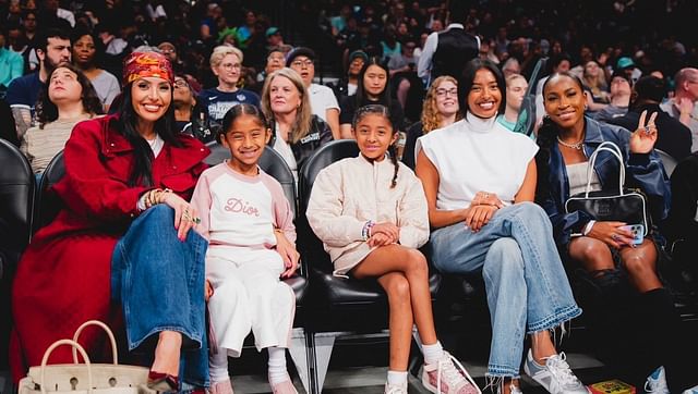 Vanessa Bryant and her kids joined by tennis superstar Coco Gauff at Liberty-Sky game on Tuesday. -- Photo from NY Liberty