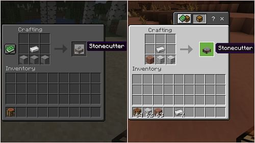 Stonecutter's crafting recipe in both Java and Bedrock Editions (Image via Sportskeeda Gaming || Mojang Studios)