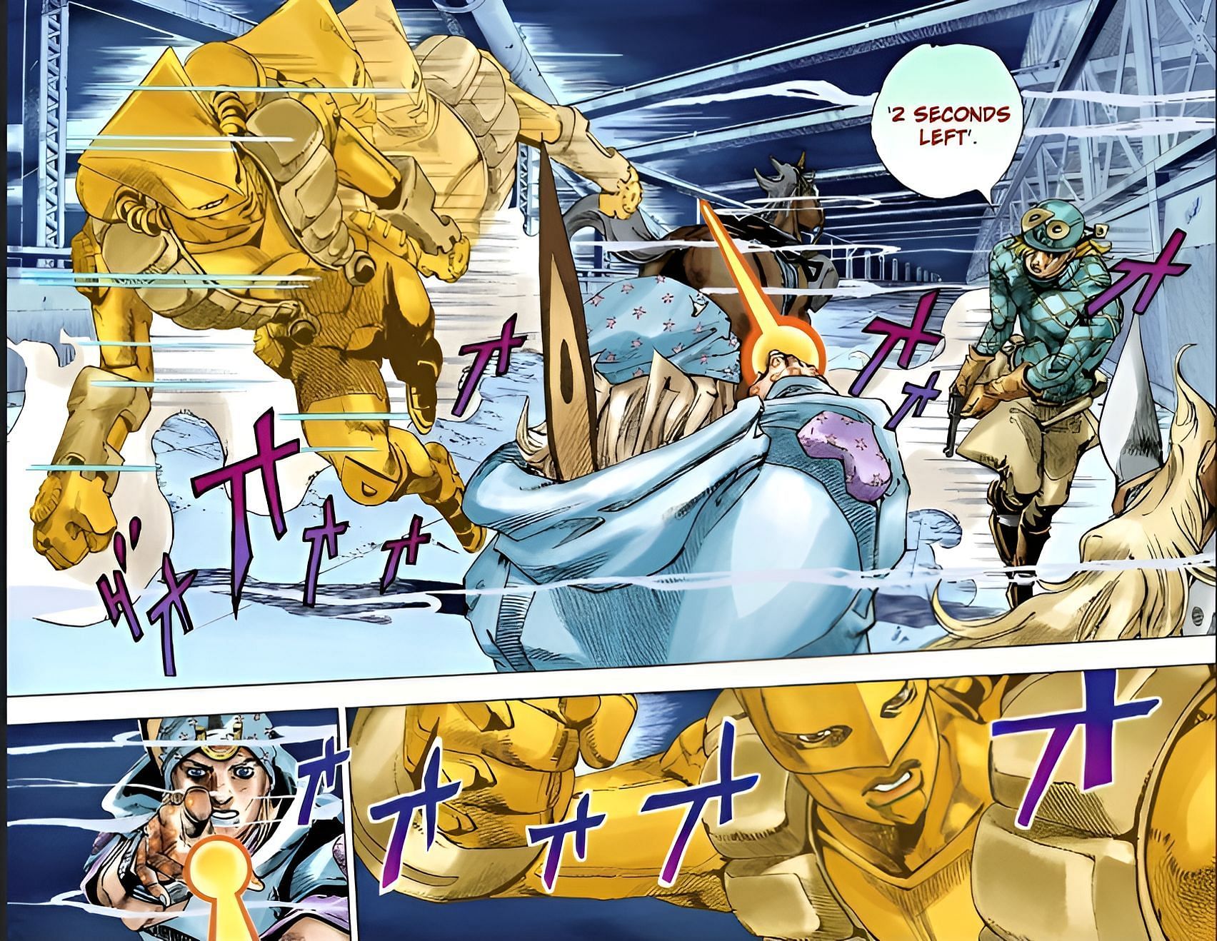 Diego Brando using The World against Johnny Joestar (Image via Shueisha).