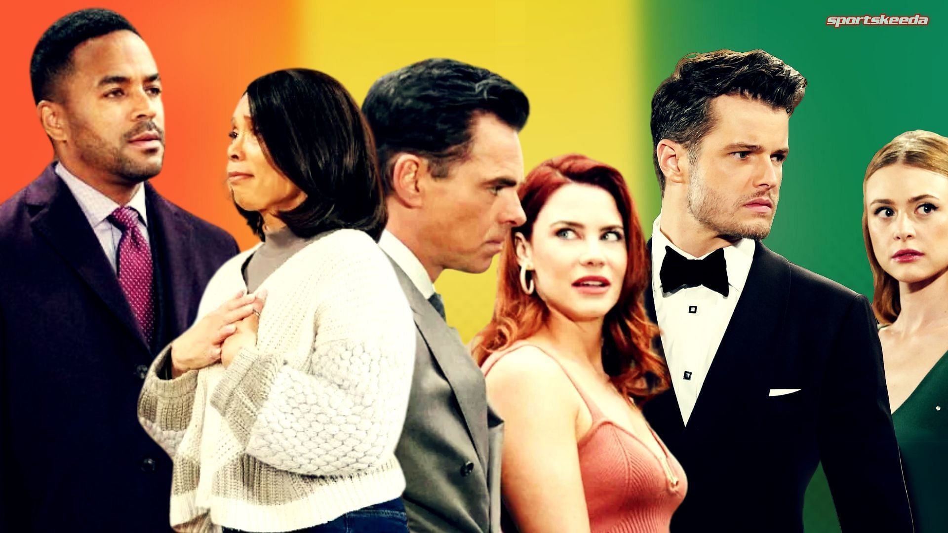 Billy, Sally, Kyle, Claire, Nate and Amy on The Young and the Restless (Custom edit by Sportskeeda, Original Image [CBS])