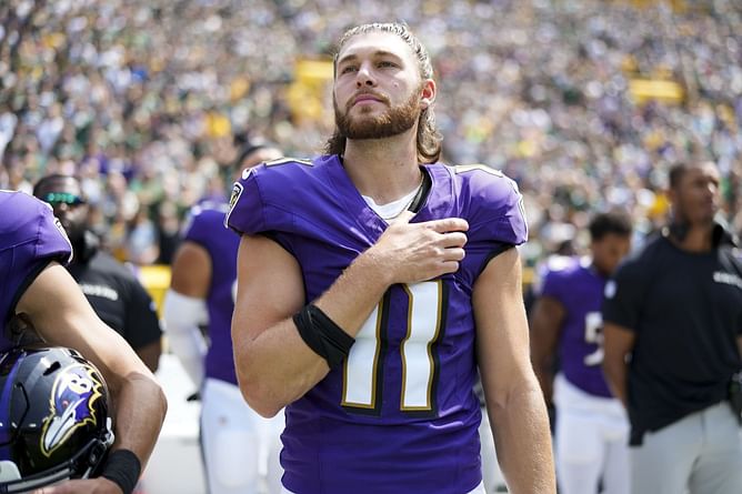 Jordan Stout leaves 2-word review as Ravens Punter catches up on Love Island S7