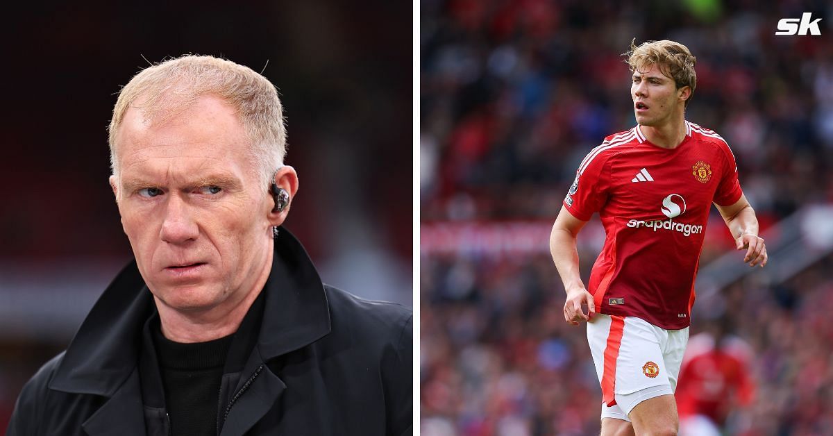 Paul Scholes (left) and Rasmus Hojlund