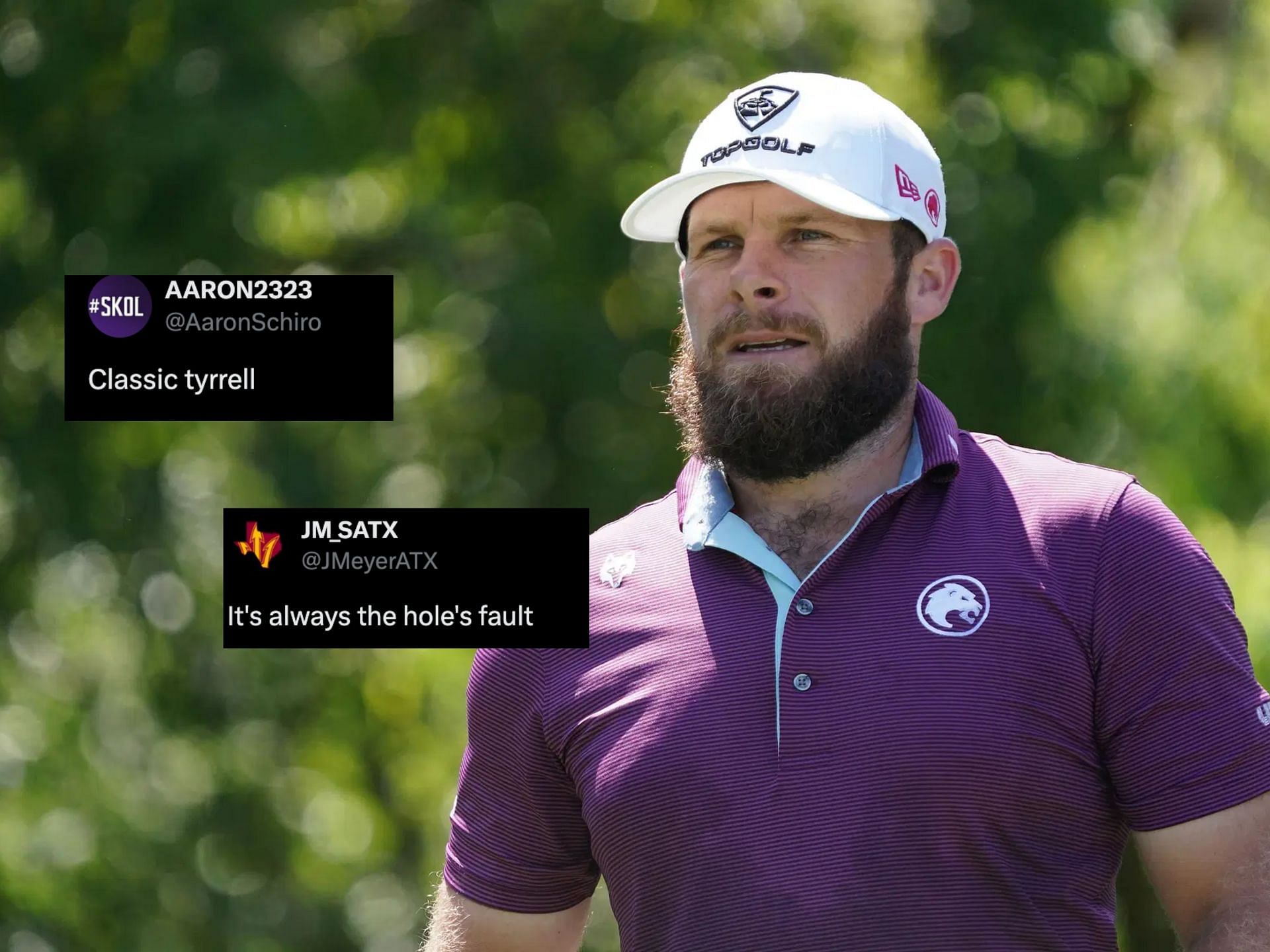 Tyrrell Hatton during the LIV Golf Dallas (Image via imagn, x@JMeyerATX, x@AaronSchiro)